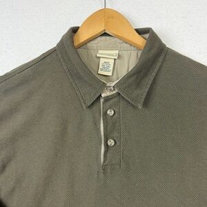 Vtg LL Bean Herringbone Polo Shirt Mens XXL Tall Green Heavy Knit Long Sleeve